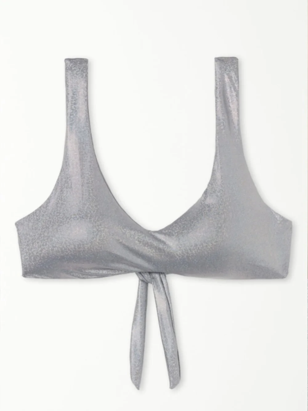 Shimmer Scoop-Neck Bikini Set in Silver